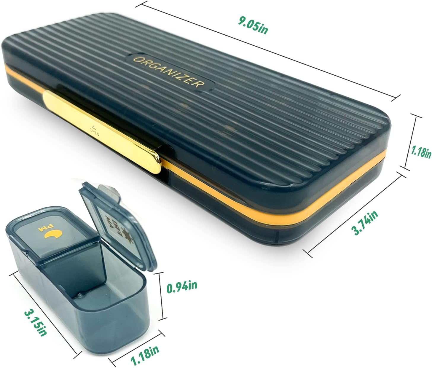 7-Day Pill case 2 Times a Day, Pill Organizer 2 Times a Day,Am Pm Daily Pill Case Travel Pill Organizer,Large Capacity Pill Organizer for Medicine Vitamin Fish,14 Cells 2 Times a Day Pill Organizer - Image 3