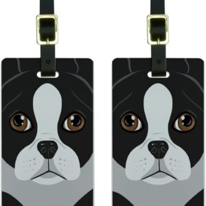 Graphics & More Boston Terrier Dog Pet Luggage Tags Suitcase Carry-on Id, White