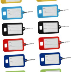 Artibetter 50Pcs Colorful Key Tag Labels Rings Sturdy Key ID Label Set for Organizing Luggage and PET Tags for Home and Office Use Random Color