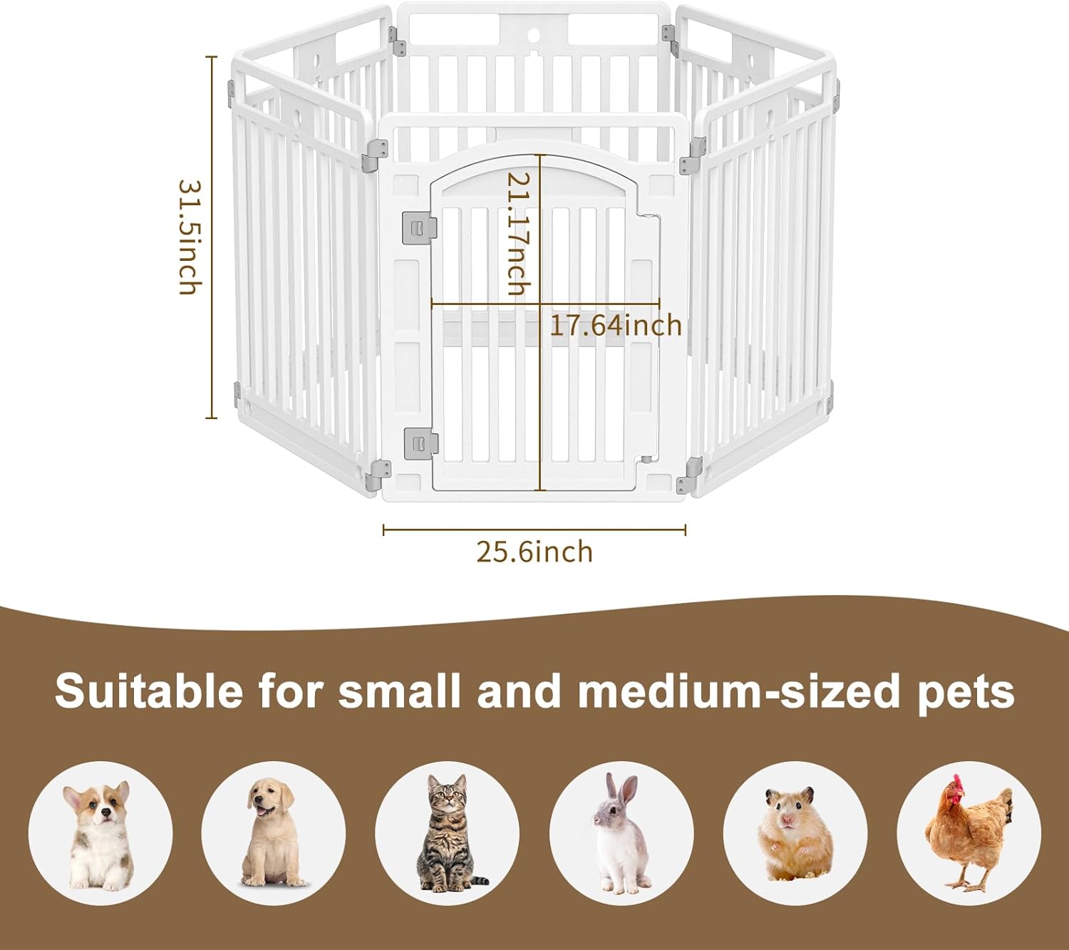 Pet Playpen with Door Dog Foldable Puppy Playpen for Puppies and Small Dogs 6-Panels Easy Assemble Easy Storing for Indoor and Outdoor (6 Panels) - Image 2