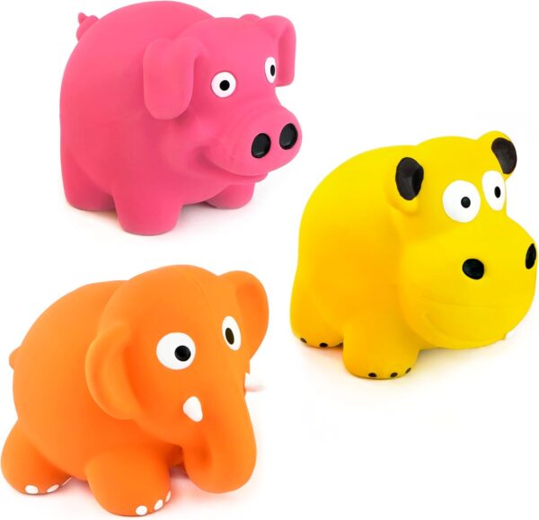 CHIWAVA 3 Pack 3.2'' Squeak Latex Puppy Toy Cute Standing Animal Sets Pet Interactive Play for Small Dogs Assorted Color - Image 3
