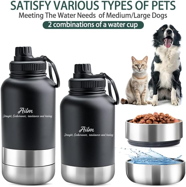 Travel Pet Feeder, 3-in-1 Food and Water Bottle Dispenser (Black) - Image 3