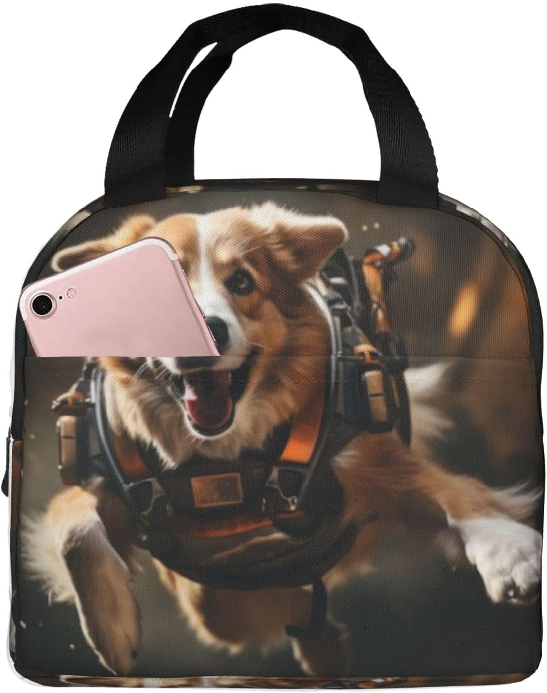 Portable Lunch Bag Insulated Dog Futuristic Gear Space Lunch Box Reusable Tote Bag Unisex for Work, Travel, Picnic, Office, Camping, Hiking, Picnic, Beach - Image 3