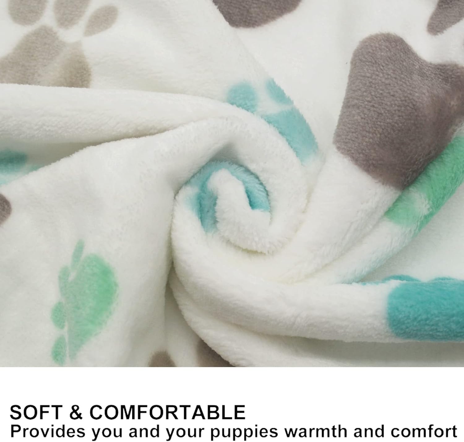 1 Pack 3 Puppy Blankets Super Soft Warm Sleep Mat Cute PAW Print Blanket Fleece Pet Blanket Flannel Throw Dog Blankets for Small Dogs Puppy Cats,Gray/White/Brown-Small(23"x15") - Image 3