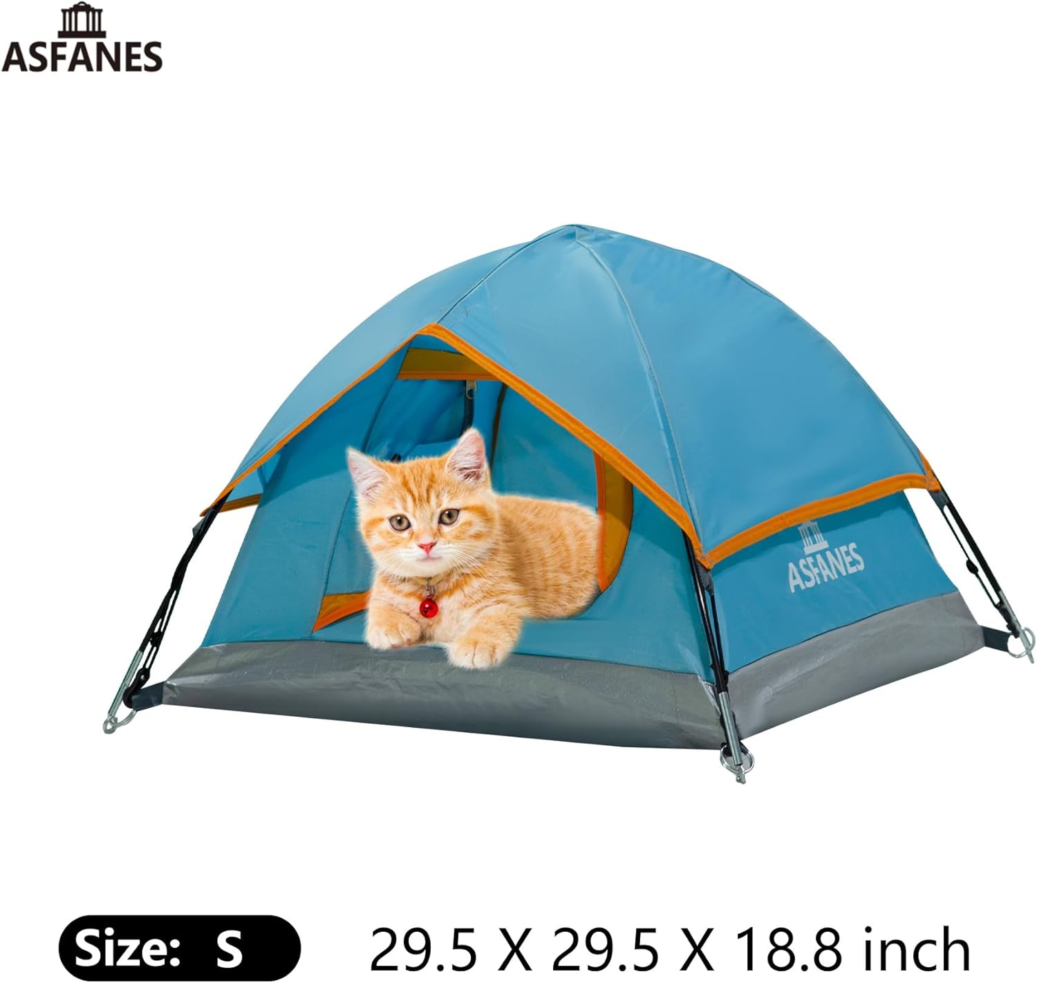 Outdoor Waterproof Pet Camping Tent, Cave Bed for Indoor Cats and Small Dogs, Portable Cat House Dog House, 21.6x21.6x14.9'', Blue, S. - Image 2