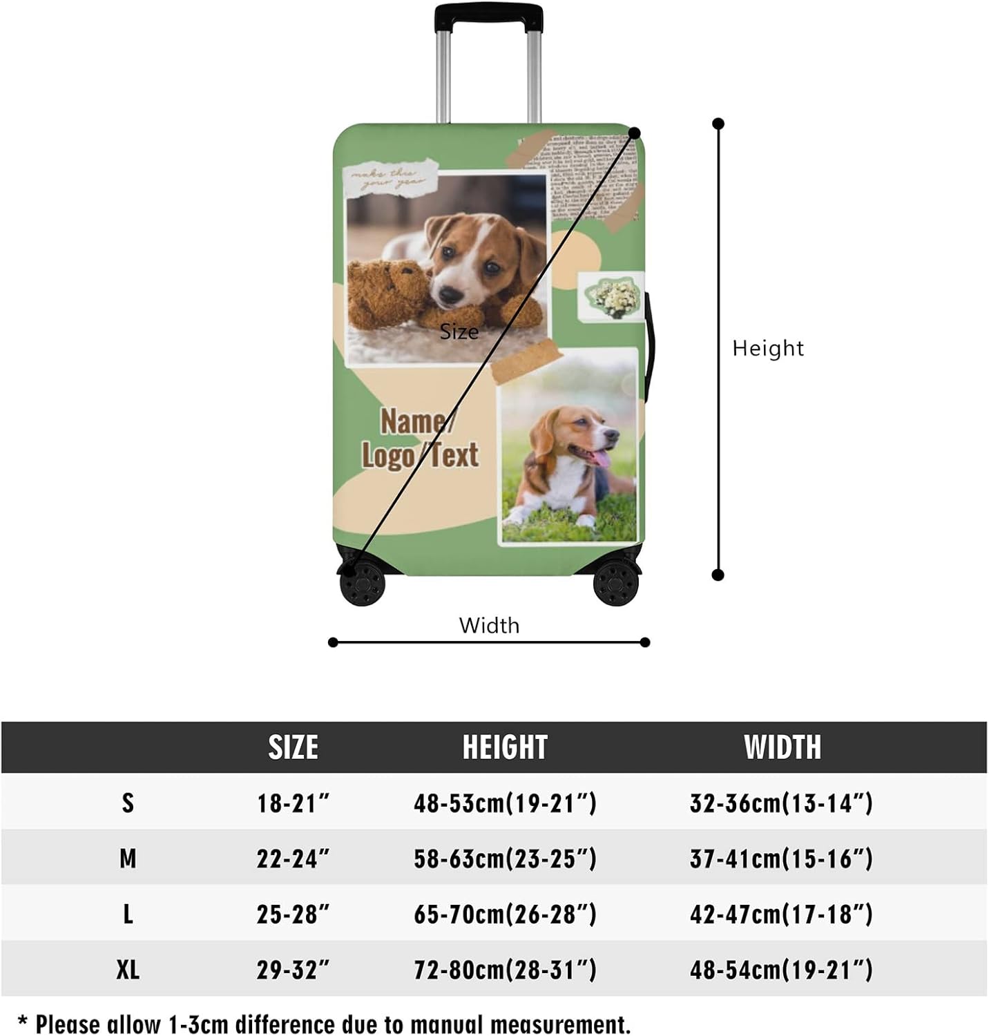 POPCUSTOMS Custom Travel Luggage Cover, Personalized Pet Suitcase Luggage Protector, Washable Baggage Cover, Add Name Photo Text, Fits 18-32 Inch Luggage - Image 5