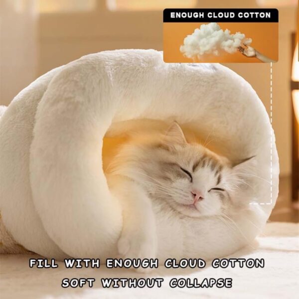 Cat Sleeping Bag for Indoor Cats, Cozy Cat Winter Sleeping Bag，Plush Cats Sack Self Warm Bed Cave，Pet Hideaway Calming Tunnel Bed，Covered Warm Burrow Beds for Kittens (2 Pack Brown ，M-18 x 14in) - Image 2