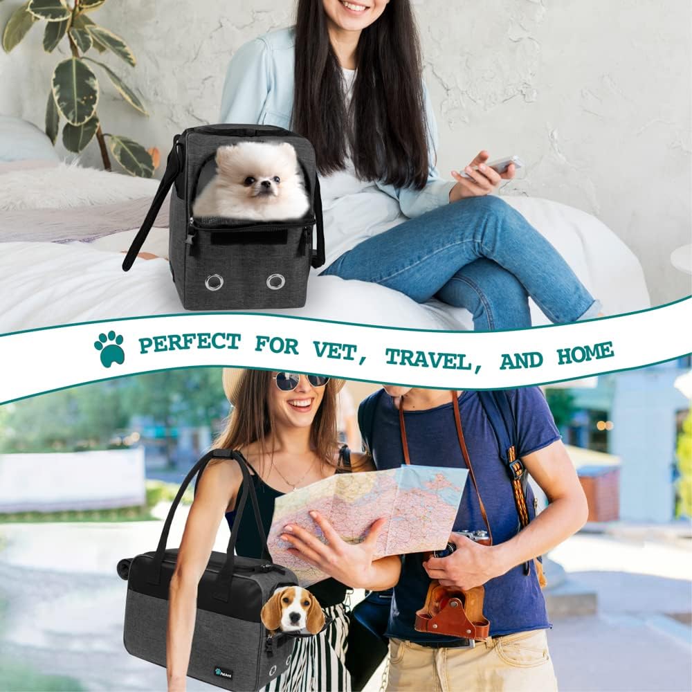 PetAmi Dog Purse Carrier for Small Dogs, Airline Approved Soft Sided Pet Carrier with Pockets, Ventilated Dog Carrying Bag for Puppy Cat, Dog Travel Supplies Bag, Sherpa Bed, Max 12 lbs, Dark Gray - Image 7