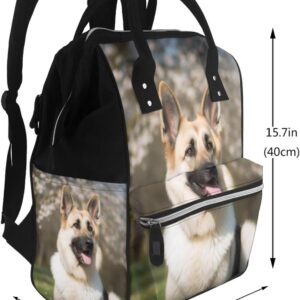 German Shepherd Dog Diaper Bag Essentials Travel Tote Nappy Backpack Large Capacity Mummy Backpack Multifunction Waterproof Teacher Nurse Bag 15.7 inch Work laptop Bags