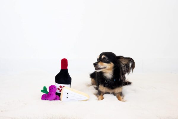 Pearhead Pawrcuterie Board Dog Toys, Set of 3, Wine Cheese & Grape Dog Toys, Charcuterie Board Toy Set for Pets, Must Have Plush Chew Toys for Pet Owners - Image 6