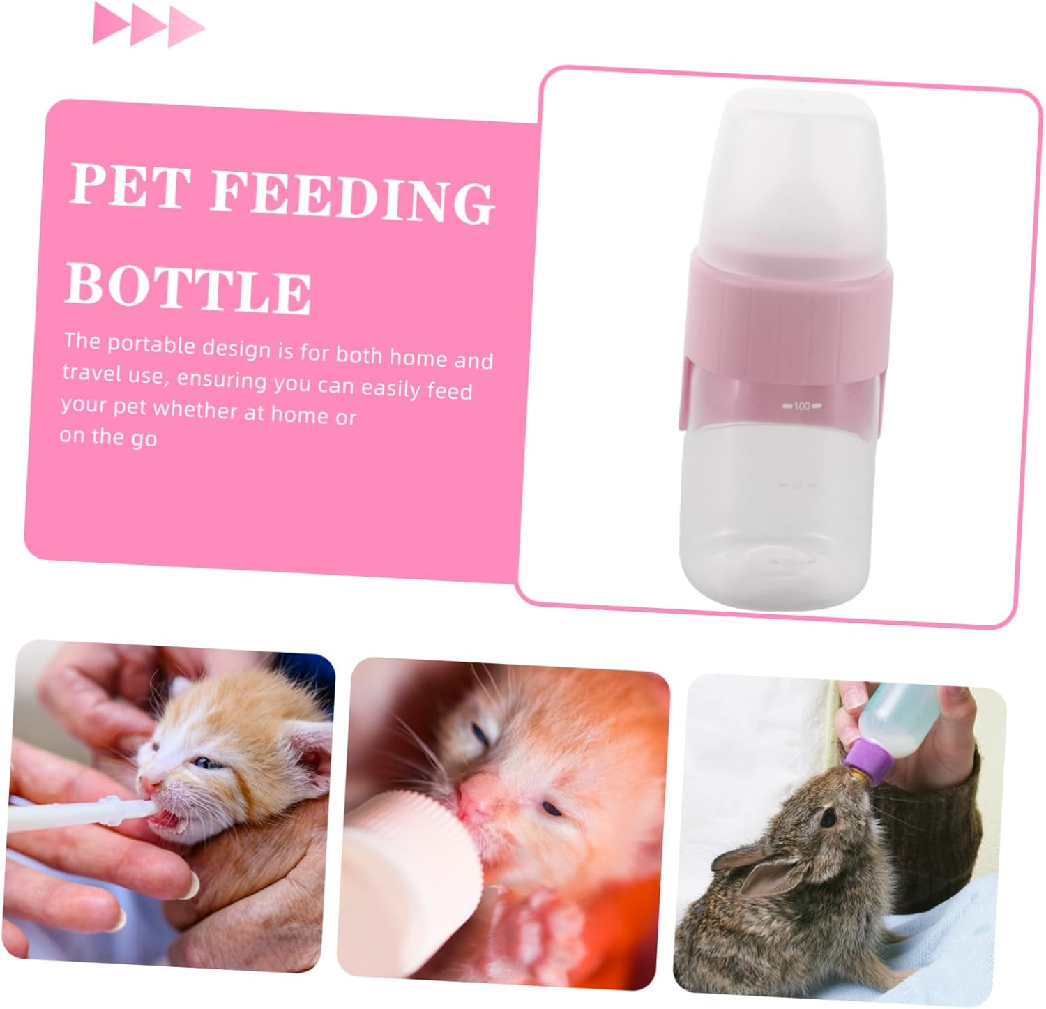 Happyyami Practical Kitten Milk Feeder Portable Dog Feeding Bottle with Nipple for Puppies Small Animals for Travel Daily Use Easy to Clean Controlled Milk Flow - Image 3