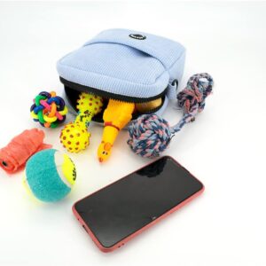 COOWONE Dog Treat Pouch, Velvet Dog Walking Fanny Pack with Built-in Poop Bag Dispenser | Large Capacity Pet Travel Training Bag for Treats, Kibbles, Pet Toys (Blue)