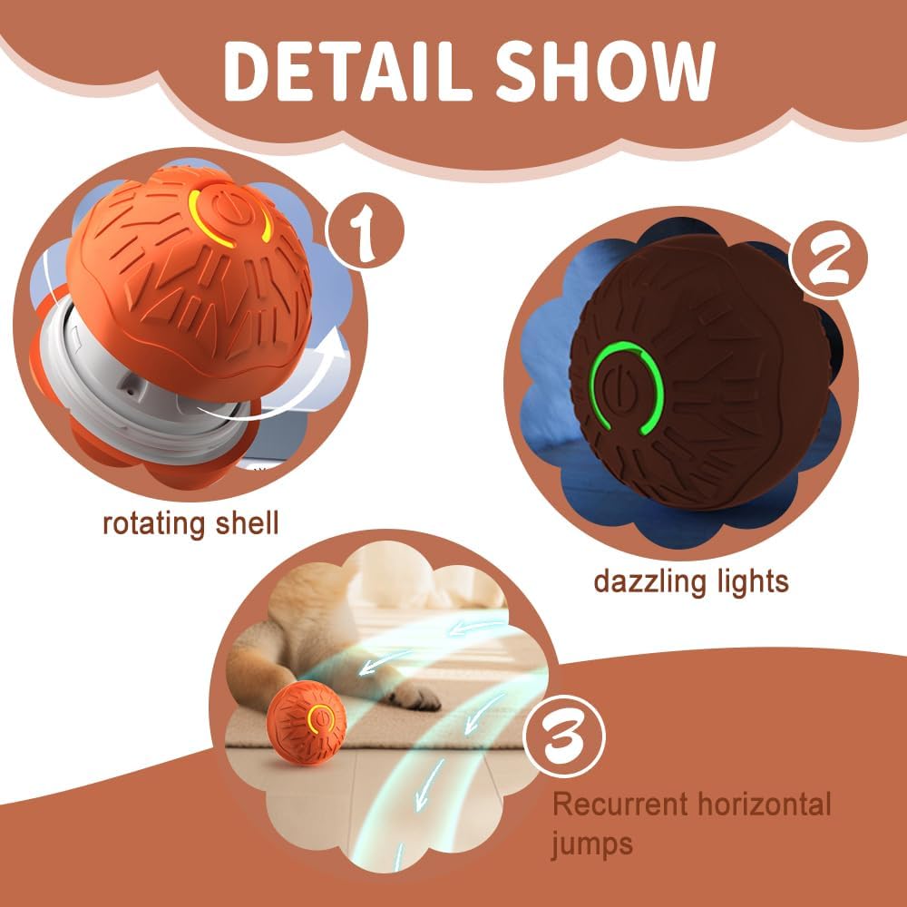 Shaky Ball Toy for Dogs, 2025 New Interactive Dogs Toy Durable Automatic Rolling Balls, Rechargeable Smart Dog Ball Chew Resistant Dog Balls for Indoor Play (Blue) - Image 2