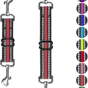 Prong Collar Safety Clip 2 Pcs Dog Leash Connector Adjustable Reflective Backup Prong Collar Leash Adapter Dog Collar Safety Clip(Light Red)