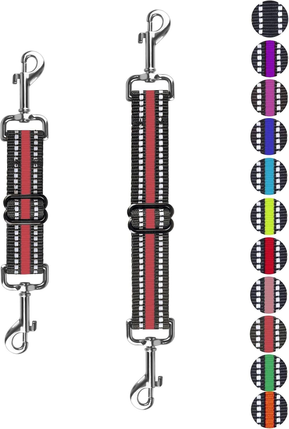 Prong Collar Safety Clip 2 Pcs Dog Leash Connector Adjustable Reflective Backup Prong Collar Leash Adapter Dog Collar Safety Clip(Light Red)