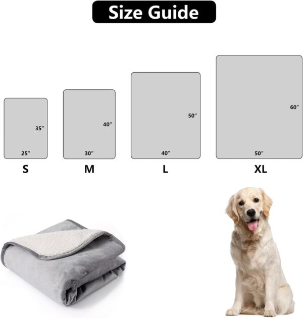 Waterproof Dog Blankets for Extra Large Dogs, Washable Pet Blanket for Indoor Cats, Plush Sherpa Puppy Throw Furniture Protector for Bed Couch Sofa(50"x60",XL,Darkgrey) - Image 6