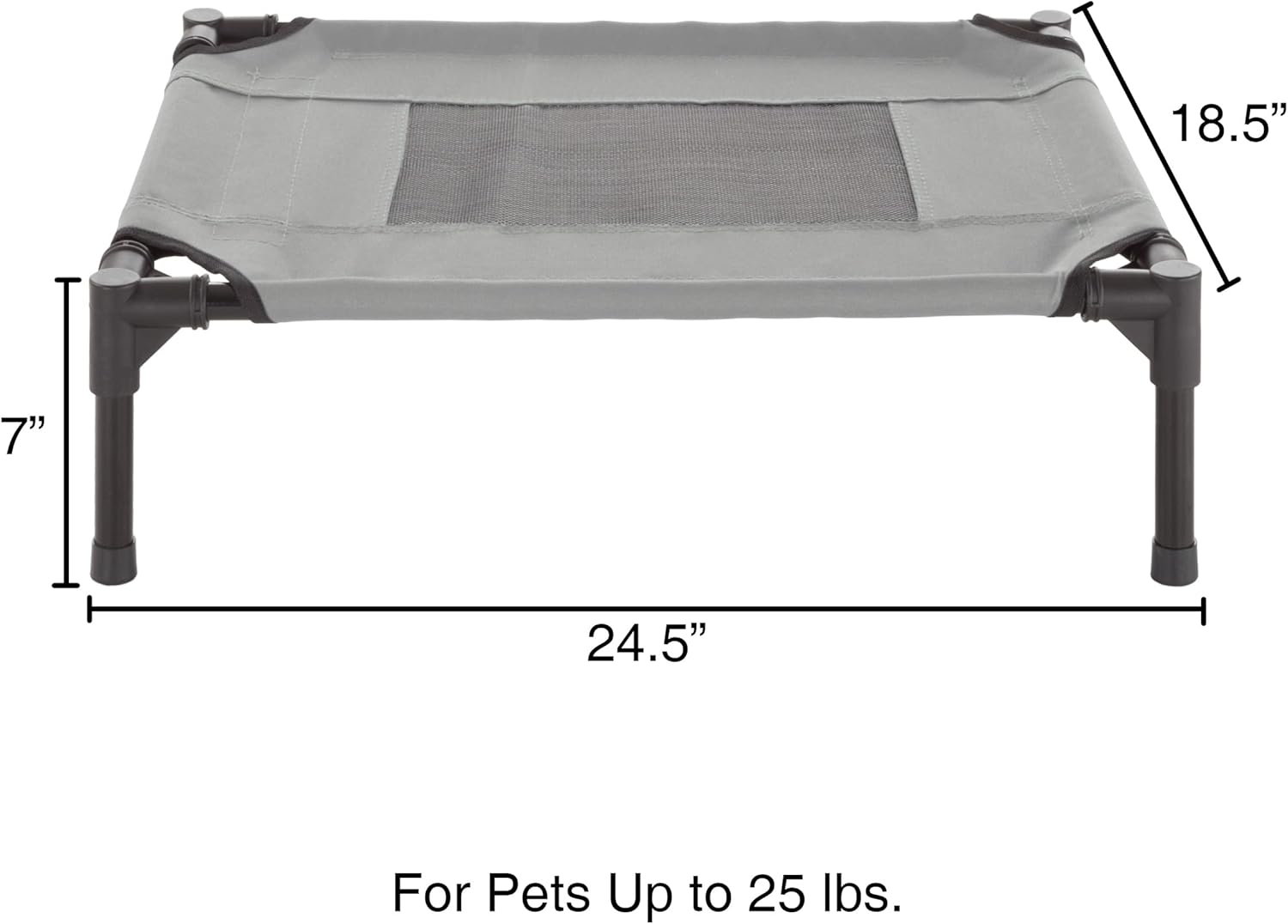 PETMAKER Elevated Dog Bed - 24.5x18.5-Inch Portable Pet Bed with Non-Slip Feet - Indoor/Outdoor Dog Cot or Puppy Bed for Pets up to 25lbs (Gray) - Image 6