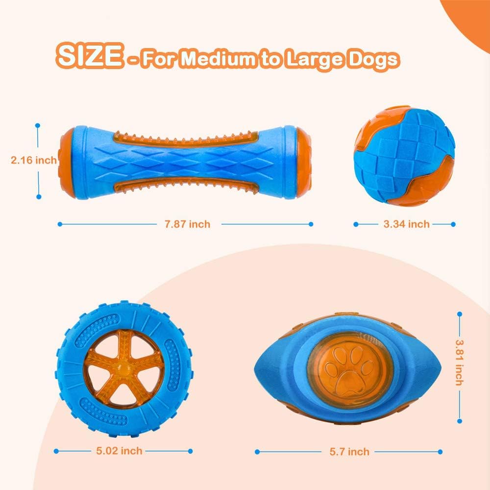 Dog Squeaky Toys Pack 4 Pcs, Pool Toys, Floating Toys for Interactive Fetch & Play, Dog Beach Toy Set, TPR - Image 2