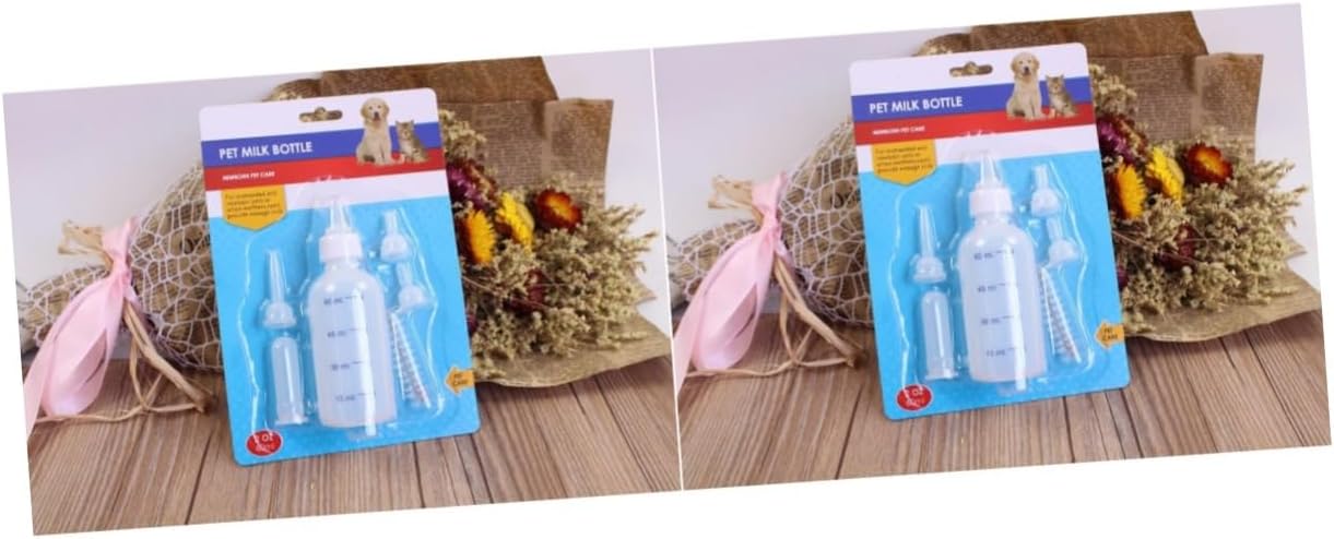 2pcs Pet Nursing Bottle Kit for Kittens and Puppies Food Grade Materials Easy to Bottle Cleaning Brush for Feeding Newborn Small Animals - Image 5