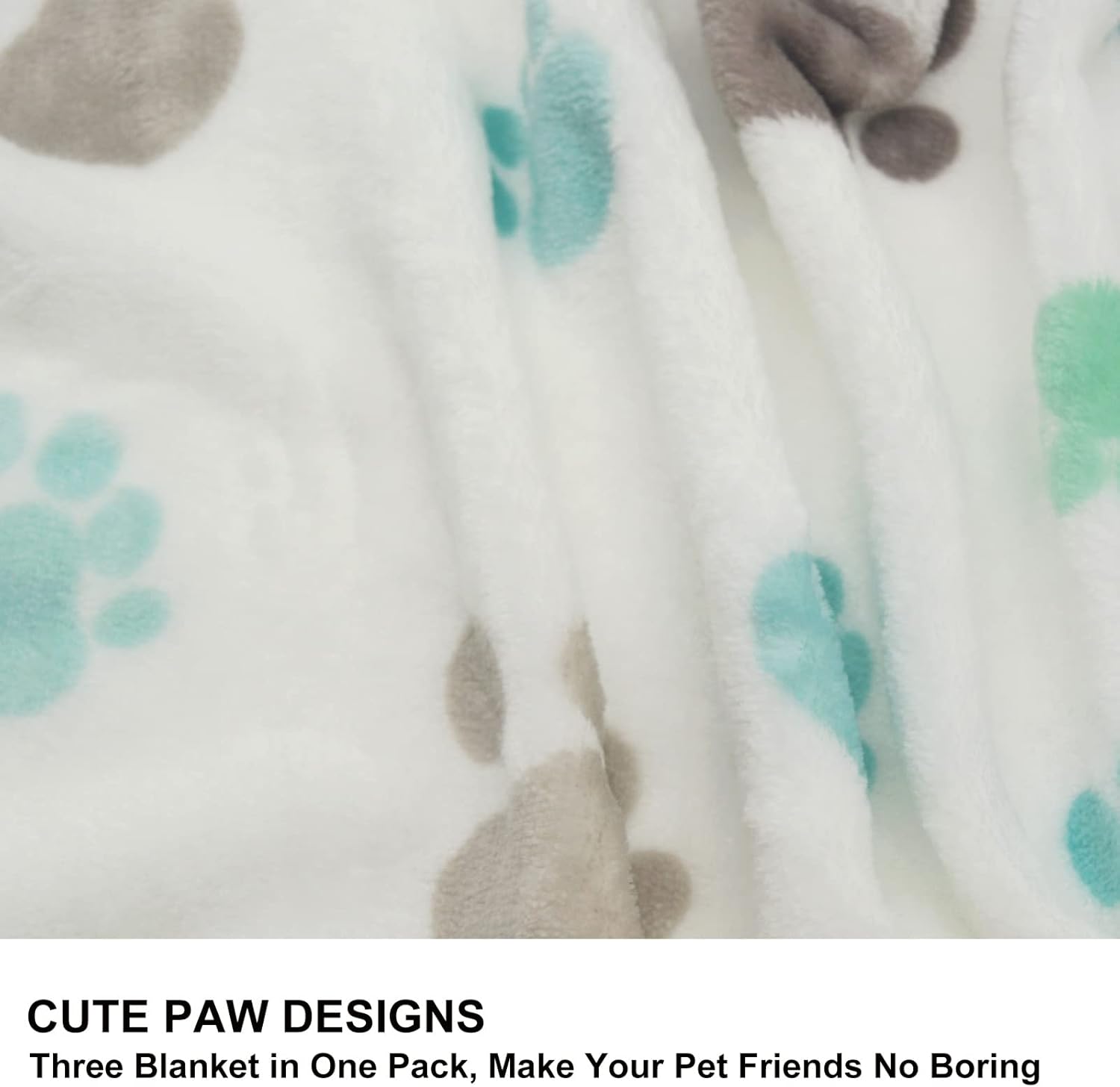 1 Pack 3 Puppy Blankets Super Soft Warm Sleep Mat Cute PAW Print Blanket Fleece Pet Blanket Flannel Throw Dog Blankets for Small Dogs Puppy Cats,Gray/White/Brown-Small(23"x15") - Image 4
