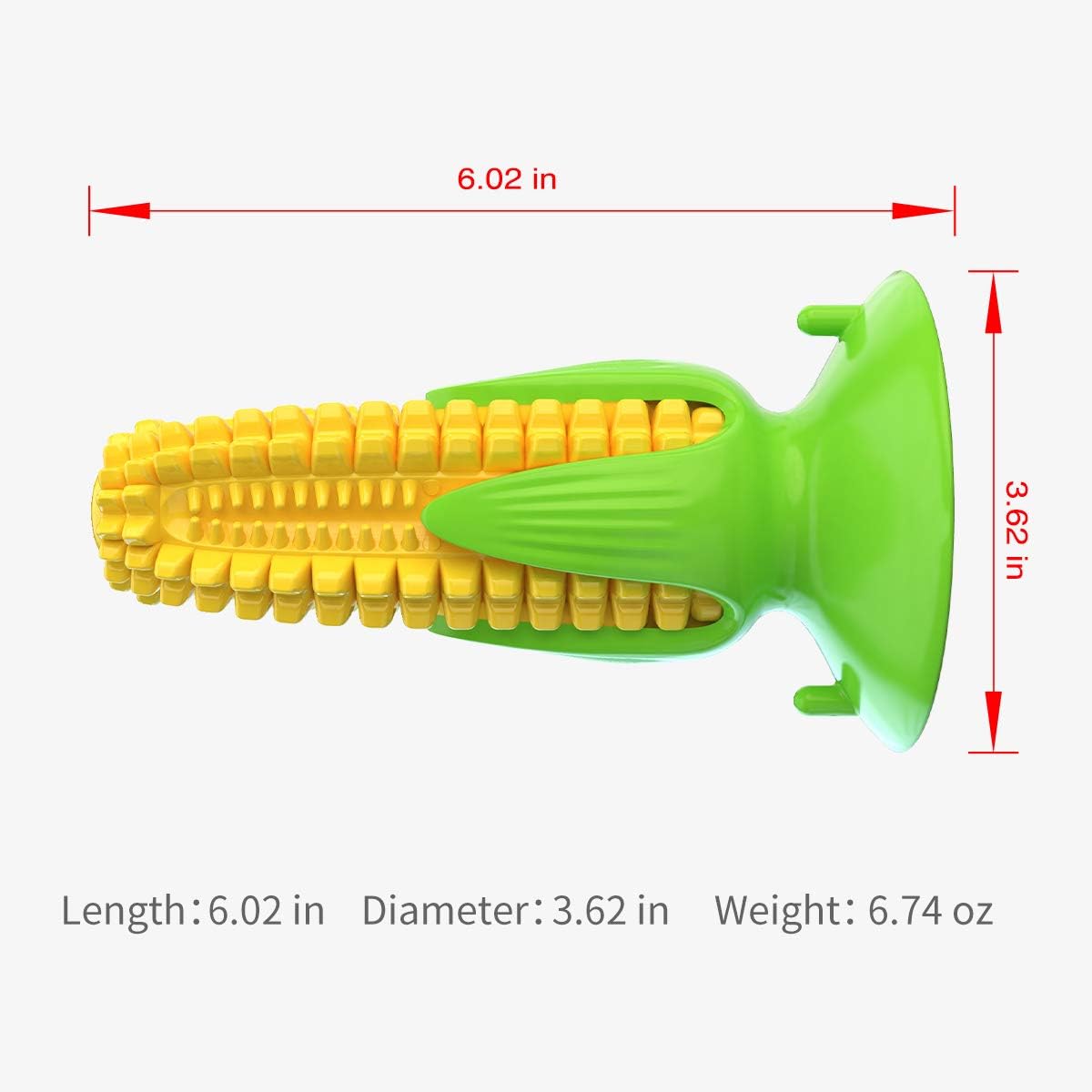 Guardians Dog Squeaky Chew Toy with Suction, Dogs Toothbrush Teeth Cleaning Squeaky Stick for Aggressive Chewers for Small Medium Dogs (Yellow Corn) - Image 6