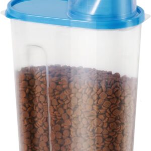 SenseYo 2lb 2.5L Pet Food Storage Container with Measuring Cup BPA Free for Small Dog, Cat, Bird (Blue)