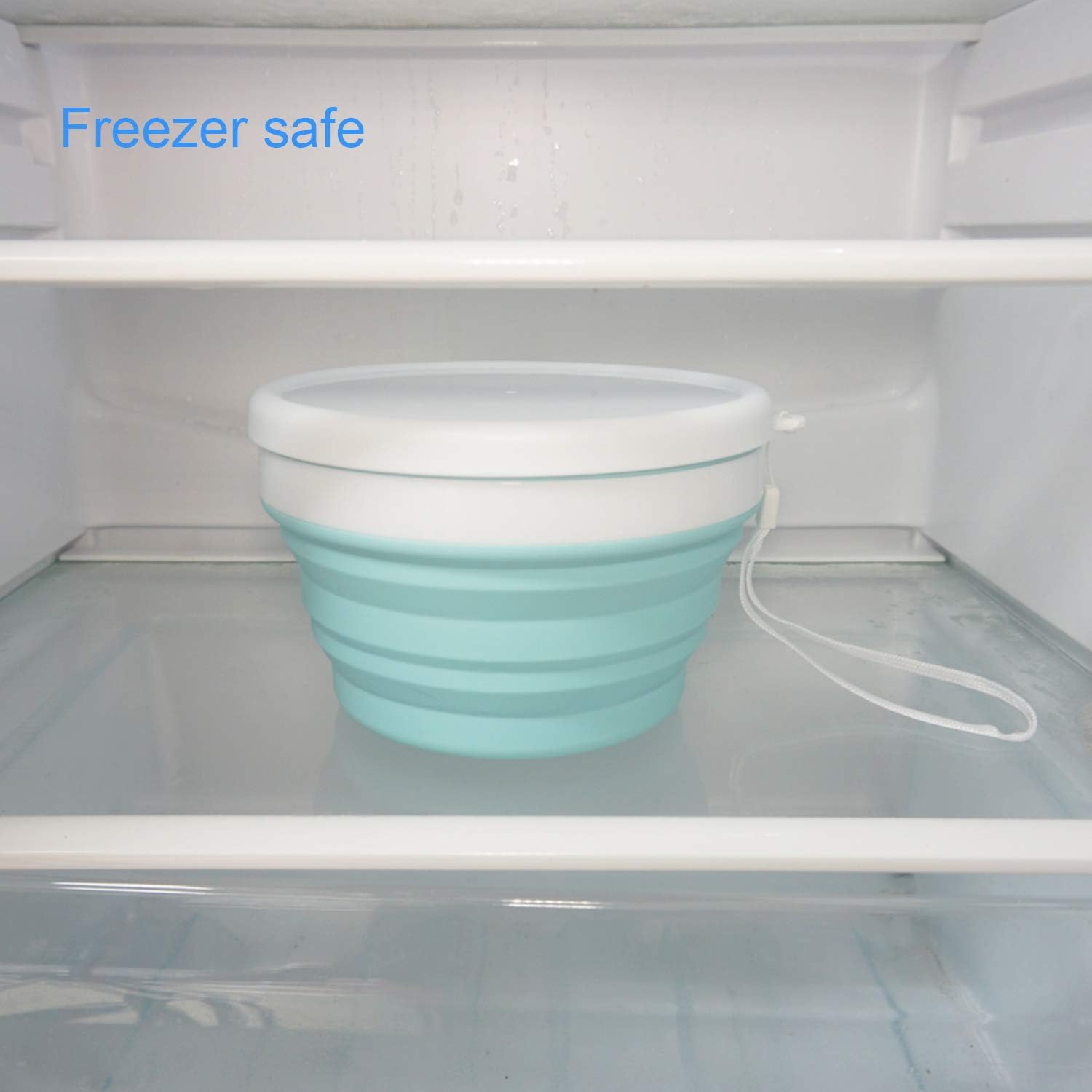 CARTINTS 950ml Collapsible Bowls-Silicone Food Storage Containers-Prep/Storage Bowls with Lids-Silicone Lunch Containers, Ideal for Travel and Camping (Blue) - Image 8