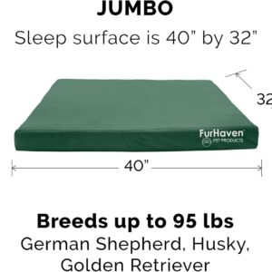 Furhaven Water-Resistant Orthopedic Dog Bed for Large Dogs w/ Removable Washable Cover, For Dogs Up to 95 lbs – Indoor/Outdoor Logo Print Oxford Polycanvas Mattress – Forest, Jumbo/XL