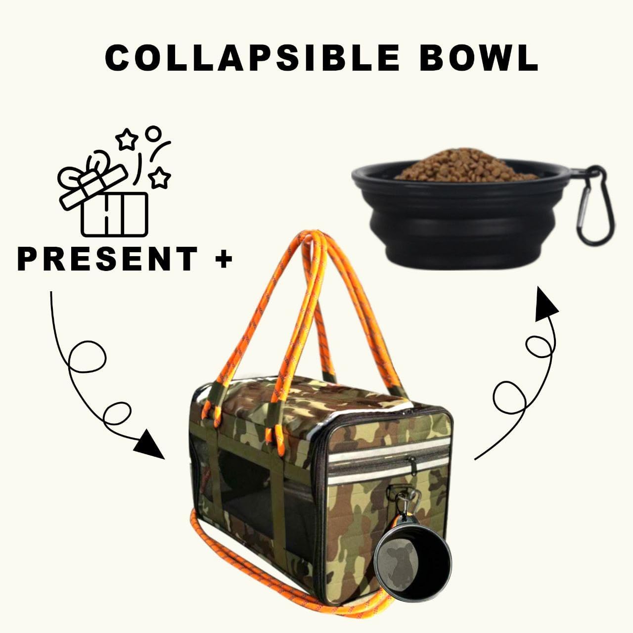 Airline Approved Pet Carrier for Small Dogs & Cats Soft-Sided, TSA Approved, Under Seat Travel & Gym Bag, Fits Pets Up to 20 lbs Includes Leash, Camo & Orange, Lightweight & Portable (Camo Orange) - Image 7