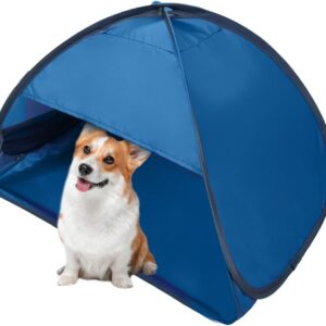 1pcs Pop Up Dog Cat Camping Tent, Blue Outdoor Play House Portable Sun Shelter Pet Tent for Dogs Cats Puppy Kitty Other Small Animals, L