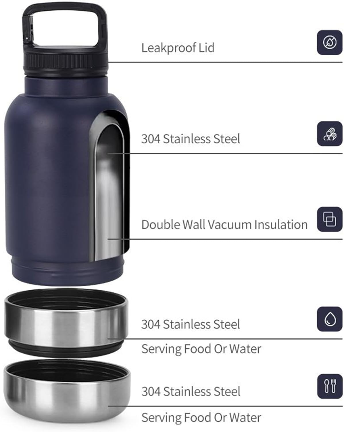 Dog Water Bottle - Dog Water Feeder | Puppy Bottle with Bowl | Leak Proof 1520ml Cat Drinking Cup Detachable Bowl Outdoor Travel Walking Hiking Apartment Camping Portable Pet Hydration Accessory - Image 3