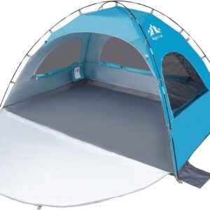 Night Cat Beach Tent Portable Camping Sun Shade Shelter for 2-4 Persons with UV Protection 3 Breathable Mesh Windows Extended Tent Floor Easy Set Up Outdoor