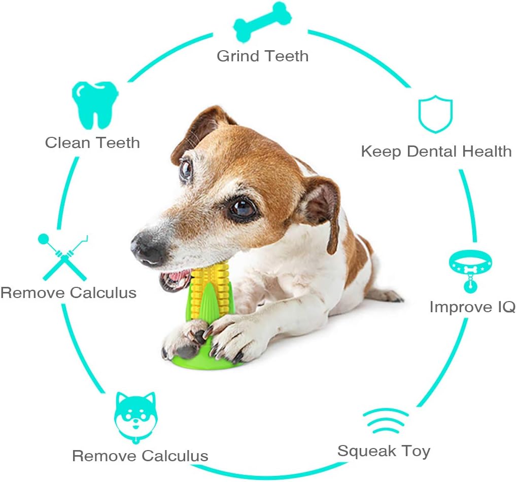 Guardians Dog Squeaky Chew Toy with Suction, Dogs Toothbrush Teeth Cleaning Squeaky Stick for Aggressive Chewers for Small Medium Dogs (Yellow Corn) - Image 3