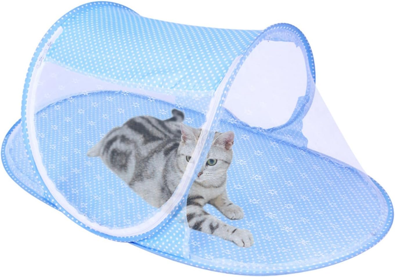 Cat Tent Outdoor, Outside Pet Enclosure Tent Pop Up House Indoor Playpen, Portable Exercise Tent for Cats and Small Animals in Deck Yard Patio Park Camping Travel Outdoor Summer (Blue)