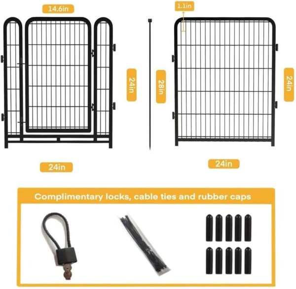 Dog Playpen 24 inch(H) 8 Panels Dog Fence Outdoor for Yard. Wide Door Low Threshold，Metal Dog Pen Heavy Duty Pet Puppy Exercise Pen for Rv Camping Garden Yard, Total 15.7 Ft(L) - Image 5