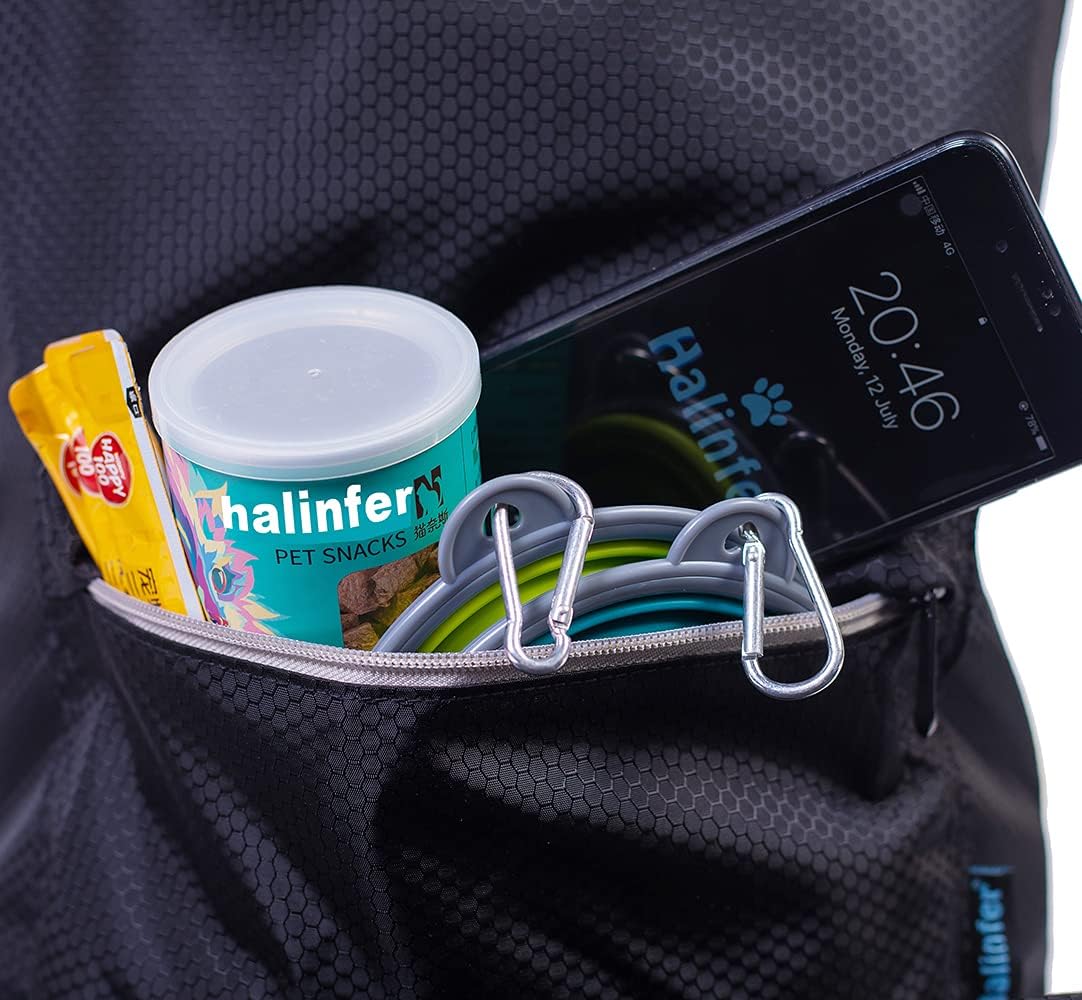 halinfer Dog Food Travel Container, Dog Food Travel Bag, Kibble Carrier 42 Cups 10L with Storage Front Pocket and Shoulder Strap for Travel, Hiking and Camping (Black) - Image 5