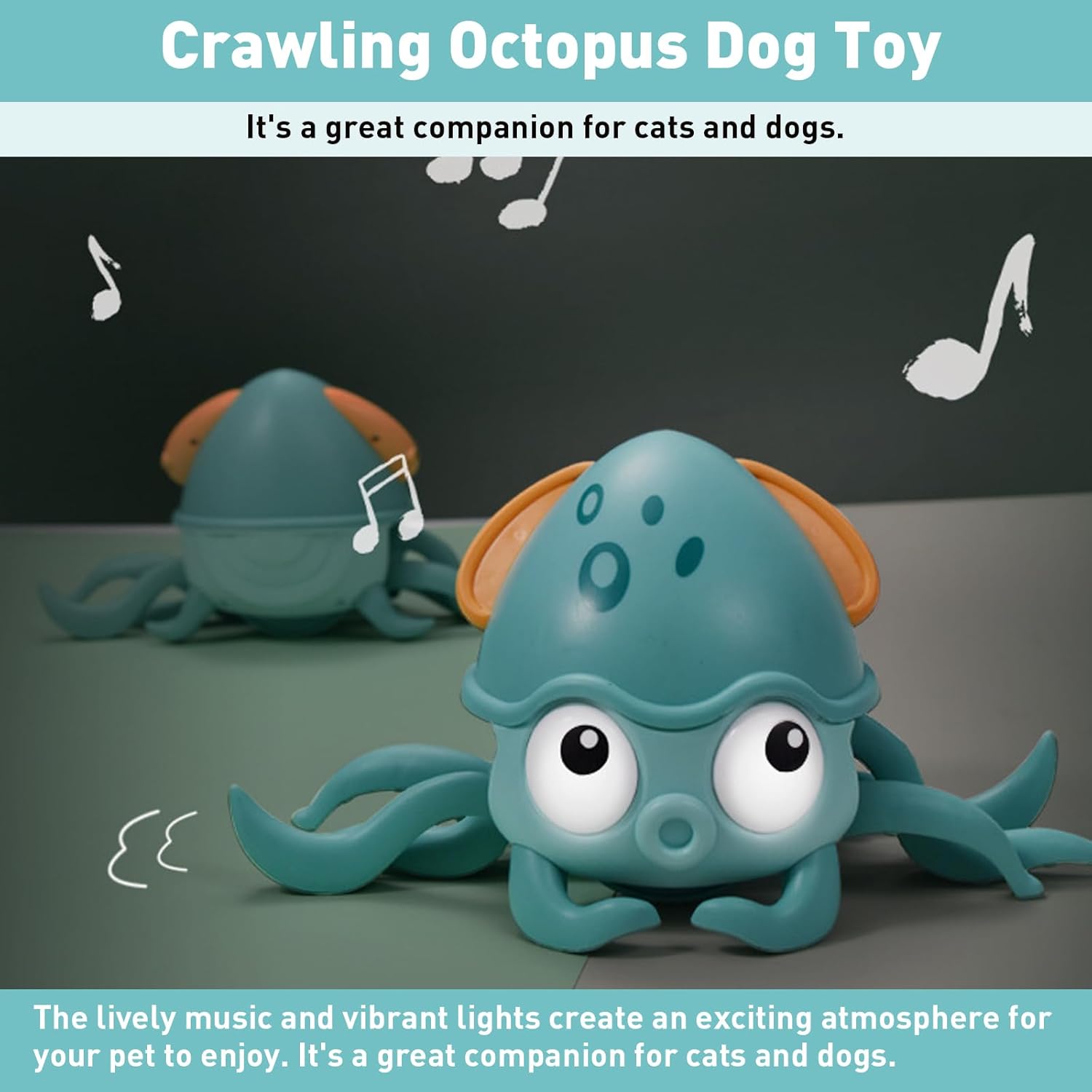 ETIAL Crawling Octopus Dog Toy with Obstacle Avoidance Sensor, Funny Dog Chase Toys, Interactive Squeaky Dog Toys with Music Sounds & Lights for Pets Dogs Cats to Keep Them Busy - Image 6