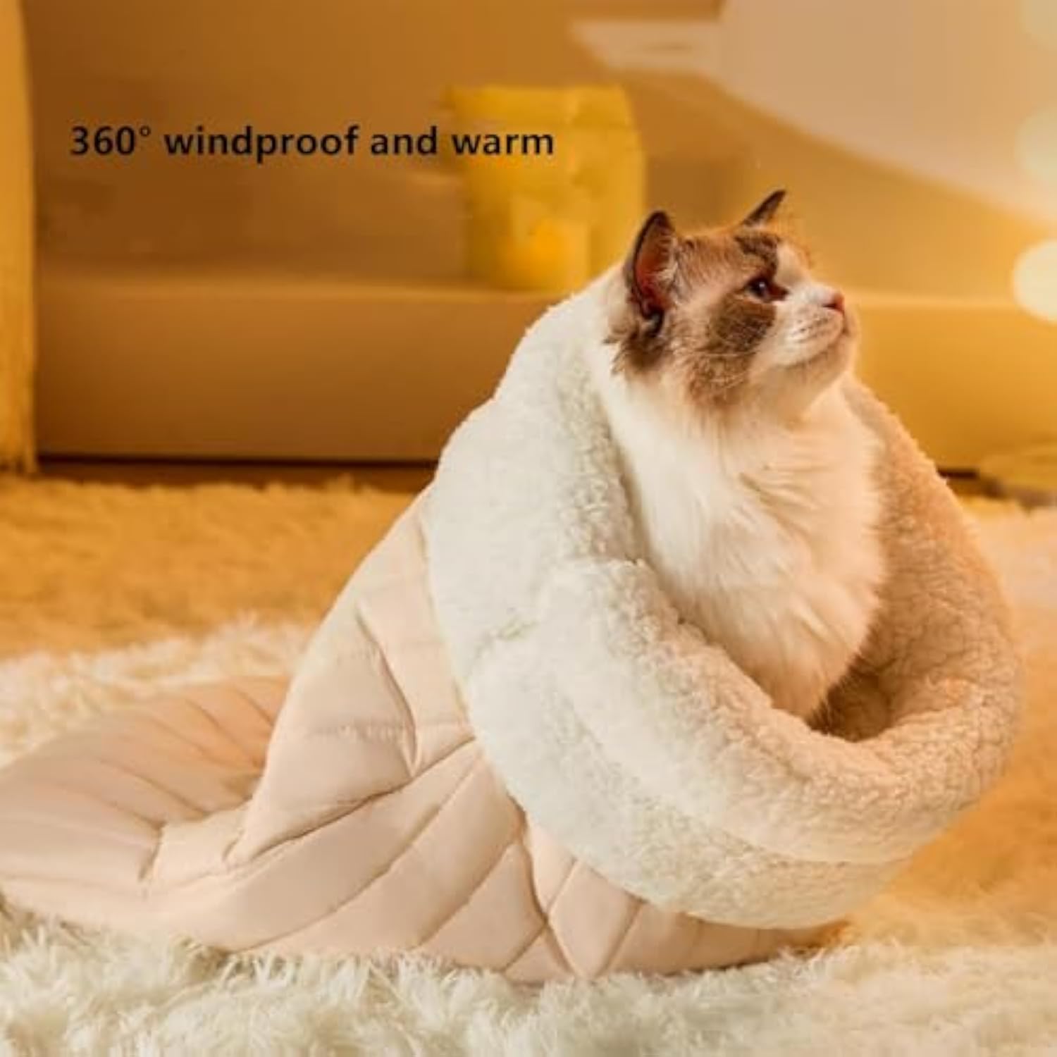 Cozy Pet Nest for Cats and Dogs, House Warm Cave Sleeping Nest Bed for Small Cats and Dogs, 2 Sizes Portable Calming pet nests, Self-Warming Pet Nest Cat Dog Sleeping Bag for Indoor (F, Medium) - Image 5