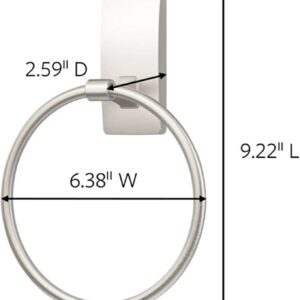 Command Hand Towel Holder Satin Nickel with Water Resistant Command Strips, Rust Resistant Bathroom Organizer, Holds up to 5 lbs, Large