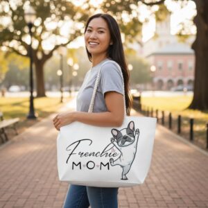 Frenchie Mom Tote Bag: French Bulldog Lover Gift