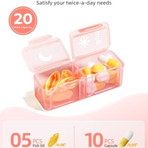 AM PM Pill Organizer 2 Times A Day, 7 Day Pill Box Weekly Pill Organizer Travel with Separate Container, Portable Daily Medicine Planner Dispenser Case for Vitamin, Fish Oils, Supplements