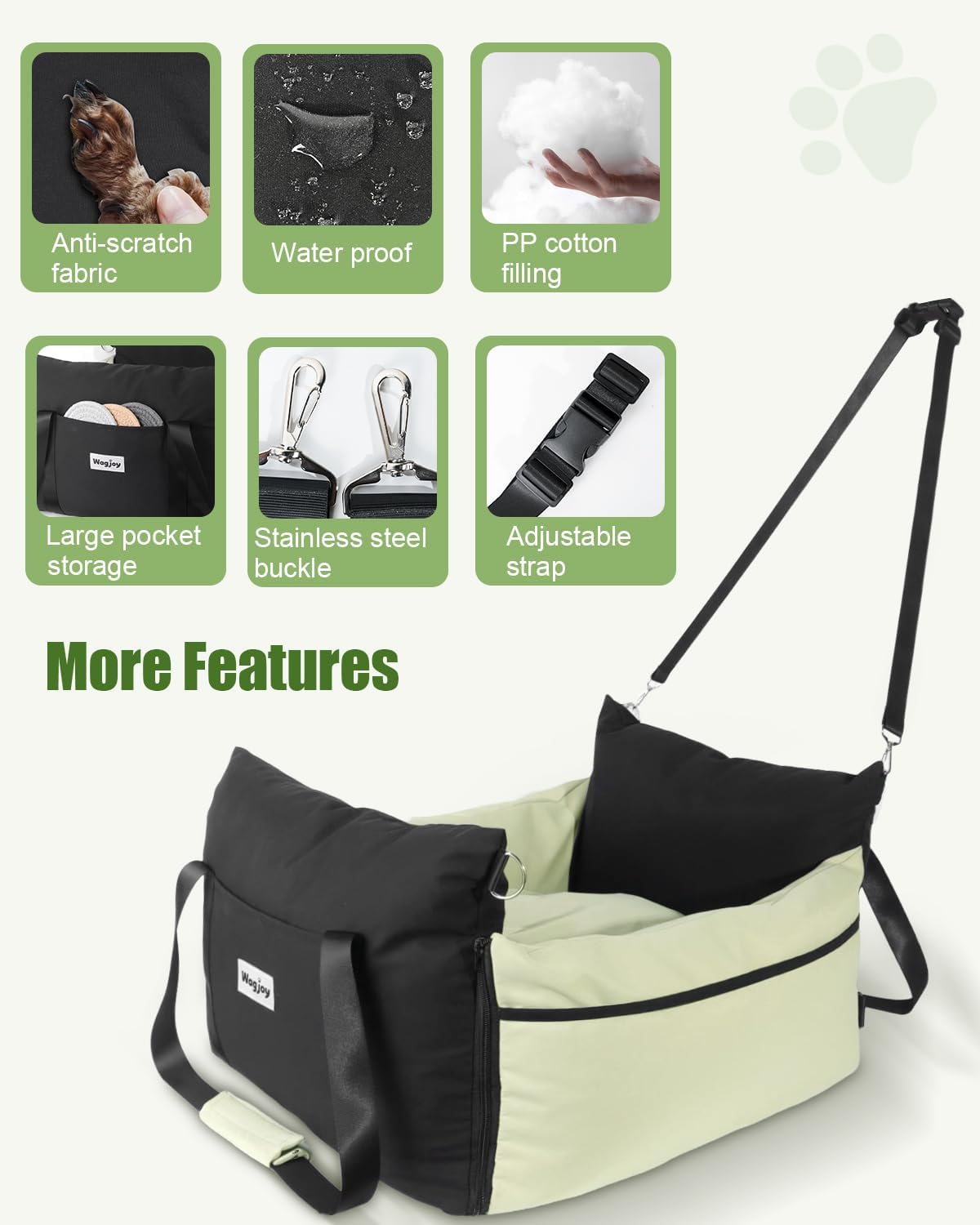 Dog Car Seat Booster for Small Dogs – Harness-Compatible Pet Travel Accessory, Portable Travel Bed & Carrier Bag, Easy Install, Machine Washable Dog Bed - Image 2