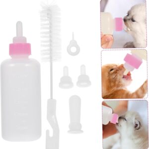 Pet Nursing Bottle Kit Feeding Set for Kittens Puppies and Small Pets Food-Grade Lightweight Easy to Clean Portable Milk Bottles Pink