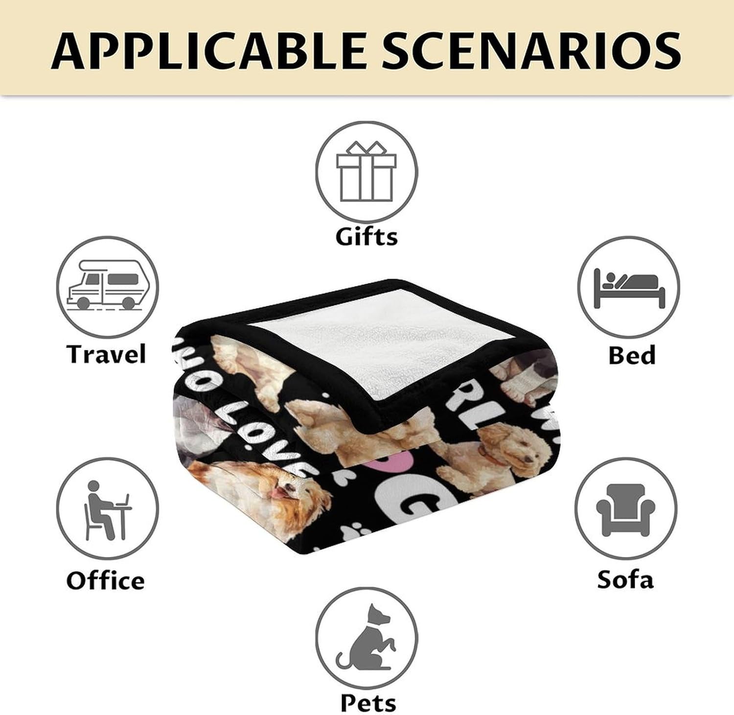Dog's Soft Fuzzy Puppy Blanket for Kids, 50 x 40 Inches, Cozy Black, Fuzzy Flannel Throw for Bed, Sofa, Camping, Travel, Chair - Image 5