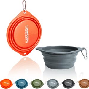 Silicone No Spill Collapsible Travel Dog Bowl, 2 Pack No Plastic Rim Pet Water Bowls, Portable Leak-Proof Pet Feeding Bowls