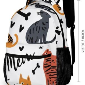 Backpack with Lunch Box Cosmetic Bag Bookbag Set Cute Cat Animals Pet Shoulder Bags with Lunch Box Storage Bag Backpack Set