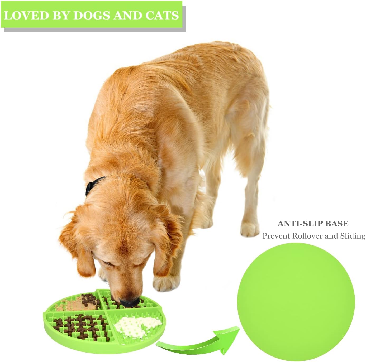 Bangp Licking Mat for Dogs and Cats,Dog Slow Feeders,Boredom Anxiety Reduction,Heavy-Duty Puzzle Mat Dog Treat Mat with Unique Quadrant Design,Perfect for Yogurt,Treats or Peanut Butter(Green) - Image 2