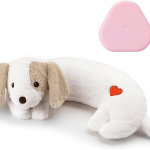 Heartbeat Puppy Toy for Dogs, Heartbeat Stuffed Animal for Anxiety Relief Calming Aid, Heartbeat Stuffed Toy for Behavioral Aid Crate Kennel Training, Puppy Essentials White