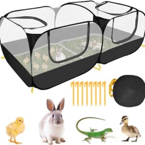 SlowTon Small Animals Playpen, Portable Large Chicken Run Coop with Br...