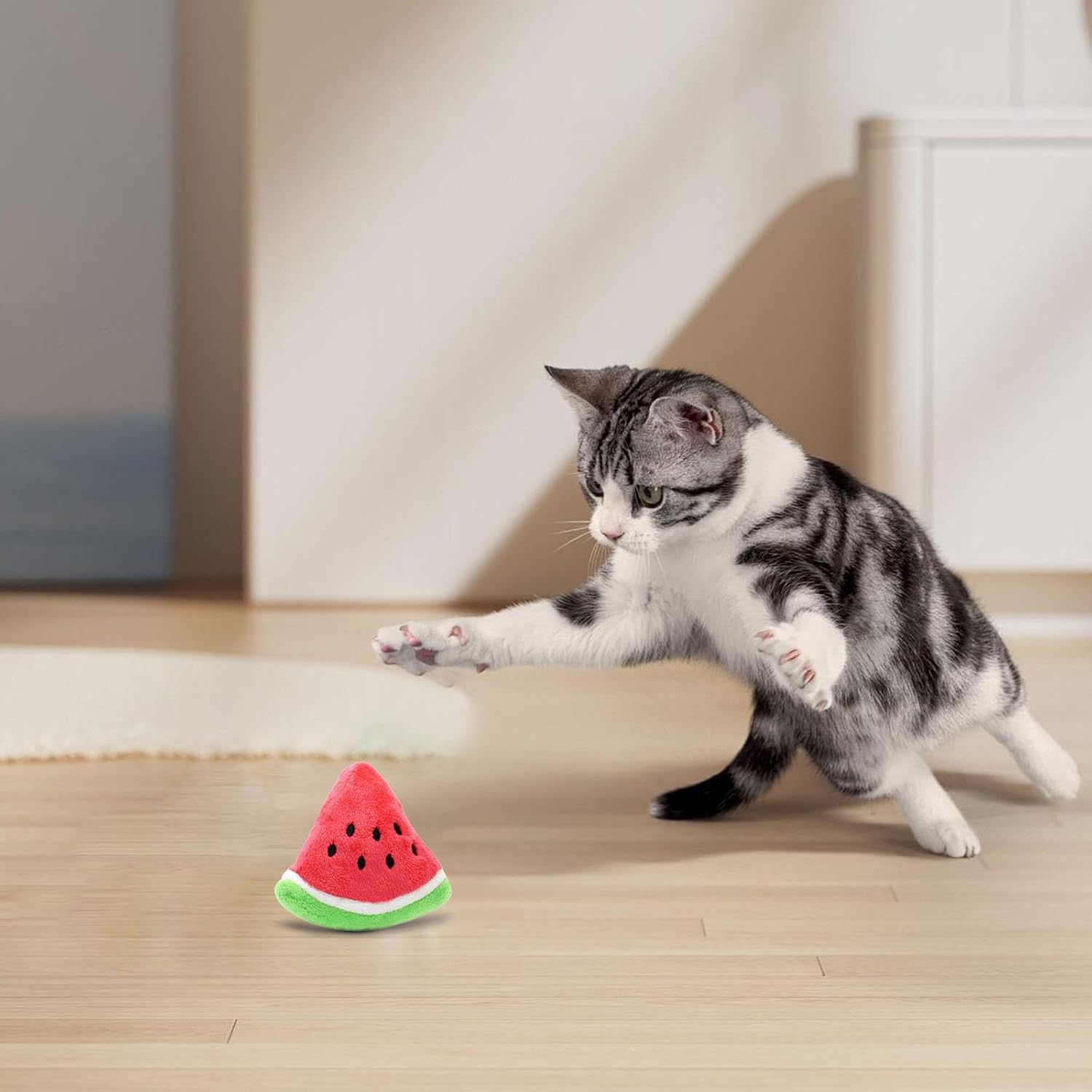 Watermelon Plush Squeaker Dog Toy for Small Large Puppies Durable Chew Cotton with Squeaky Sound Interactive Play Reduce Boredom Pet for Dog Owners (Watermelon Red) - Image 5